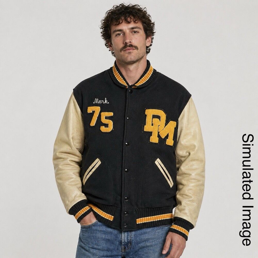 Vintage Skookum Varsity Jacket Mens 44 Wool Leather Letterman DM 75